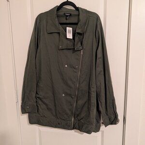Torrid NWT Size 2 Moto Longline Jacket - Twill Green